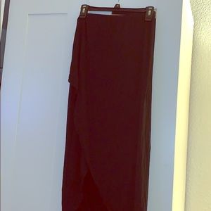 Black long assymmetrical skirt